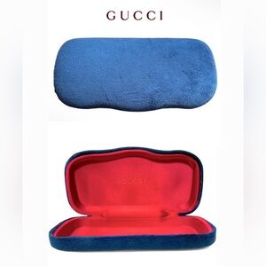 GUCCI Blue Velvet Velour Glasses Case - Red Interior